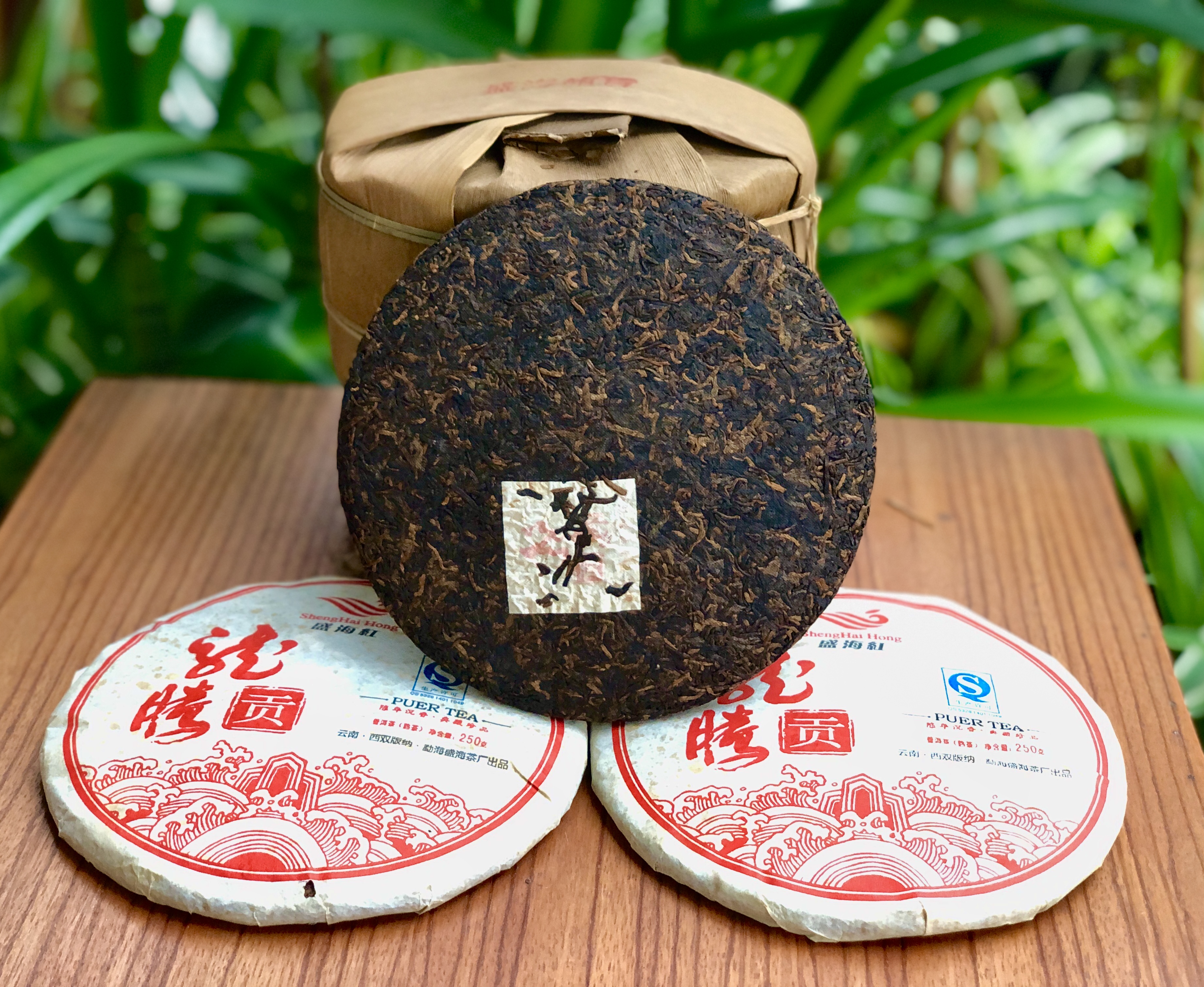 2012年盛海红 龙腾贡饼 古树熟茶250克宫廷熟茶 2